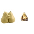 thumbnail image 1 of Sujetalibros de cerámica con forma de pera abrazada, fina artesanía, adorno para estantería, escultura de Buda Maitreya, adorno budista chino Feng Shu, 1 of 8