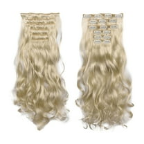 Bradem Hair Extensions 20INCH Synthetic Curly Wavy Natural Blonde Thick Clip in Stylish Fasionable Fabulous Hair Piece 6 Pieces for Women, 1x Wig wig I