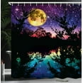 thumbnail image 4 of Ambesonne Modern Shower Curtain, Night Sky Trees, 69"Wx84"L, Purple Pink and Blue, 4 of 5