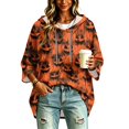 thumbnail image 5 of FGVCTG Halloween Sweatshirts for Women Drawstring 3/4 Sleeve Halloween Hoodie Ghost Graphic Spooky Oversized Pullover Hoodies Saffron S, 5 of 6