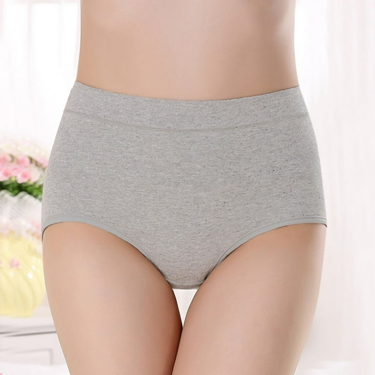 Shiusina Women's Fashion Basic Elastic Comfortable Solid Color cotton  Underwear Grey L