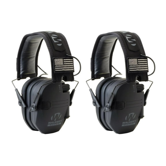 Walker's Razor Slim Electronic Shooting Muffs 2-Pack, Black America Patch