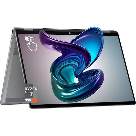HP OmniBook X Flip 2-in-1 Copilot Laptop, AMD Ryzen AI 7-350, 24 GB LPDDR5x RAM, 1 TB PCIe SSD, 16" 2K (1920x1200) Touchscreen, AMD Radeon 860M, Backlit Keyboard, W11 Home, Meteor Silver