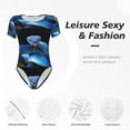 thumbnail image 5 of Lsque Blue Viper Snake Women's Crew Neck Short Sleeve Bodysuit Basic T Shirts Tops Onesie Adult Cute Pajama-Medium, 5 of 8