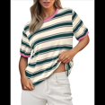 thumbnail image 3 of Camisetas de Corta con Bloques de Color A Rayas, Rosa y Verde, Talla XL, 3 of 7