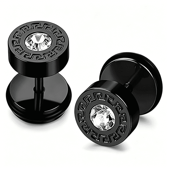 DESIGNICE Stainless Steel Cubic Zirconia Stud Earrings for Man Punk Jewelry