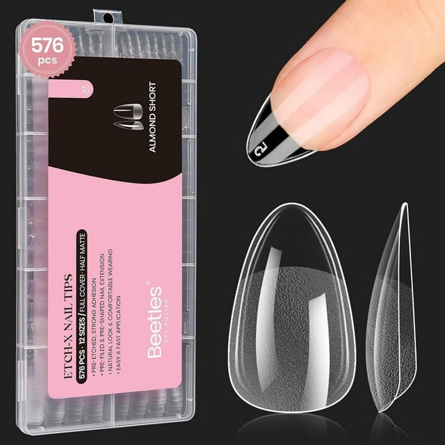 Set de puntas para uñas de gel Beetles, 576 unidades, color almendra