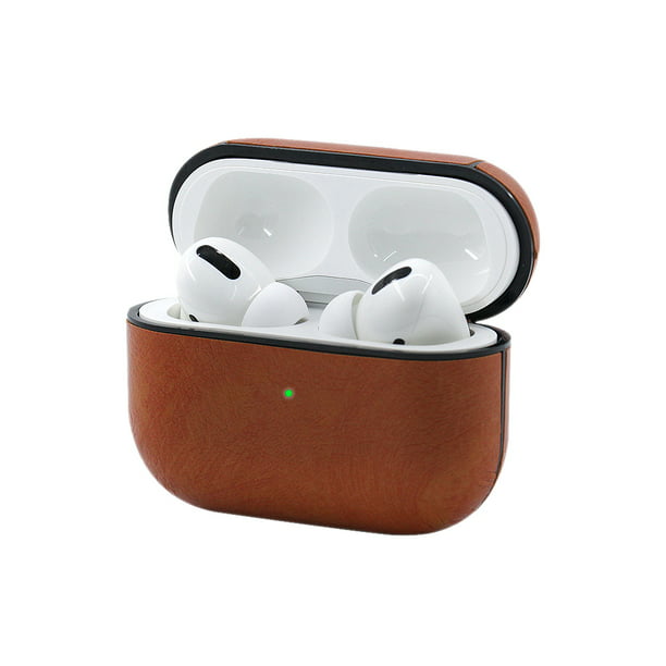 AirPods Pro Case Cover with Keychain, Allytech Premium PU Leather Shockproof Full Protection Portable Visible Front LED Skin Bluetooth Earbuds Container Case for Apple 3rd Gen, Brown - Walmart.com