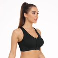 thumbnail image 6 of YAZI Women's Zip Front Sports Bra Wireless Post-Surgery Bra Active Yoga Sports Bras, 6 of 15