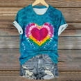 thumbnail image 4 of Rezuofi 2 Pcs Women's Juniors Heart Tie Dye Short Sleeve T Shirt Plus Size Summer Tops Casual Loose Rainbow Tees Hip Hop Shirts, 4 of 5