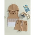 thumbnail image 2 of Wassery 2Pcs Toddler Boys Shorts Set Patch Color Sleeveless Hooded Vest Tops+Casual Solid Color Shorts Set Summer Clothes 0-5T, 2 of 9