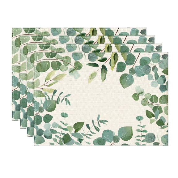 Sm:)e Eucalyptus Leaves Placemats for Spring Summer Set of 4, 12 x 18 Inch