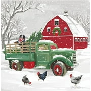 Paperproducts Design Noah's Green Truck Beverage Cocktail Napkins, 20 Count