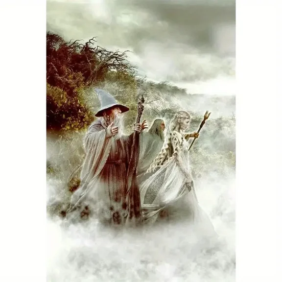 The Lord of The Rings 5D Diamond Painting Tools for Adults DIY Diamond Art Tools for Beginners with Round Full Diamond Diamond Gemstones Home Wall Painting Art Decoration Gift Artwork