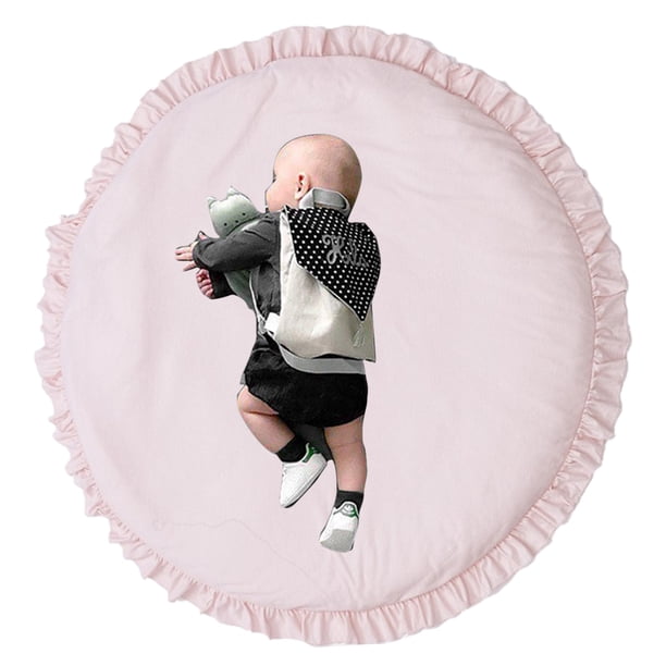 Alfombras de juego redondas con volantes para niños de 100cm, alfombrilla de algodón suave para gatear, alfombrilla de juego para niños, decoración para habitación de niños