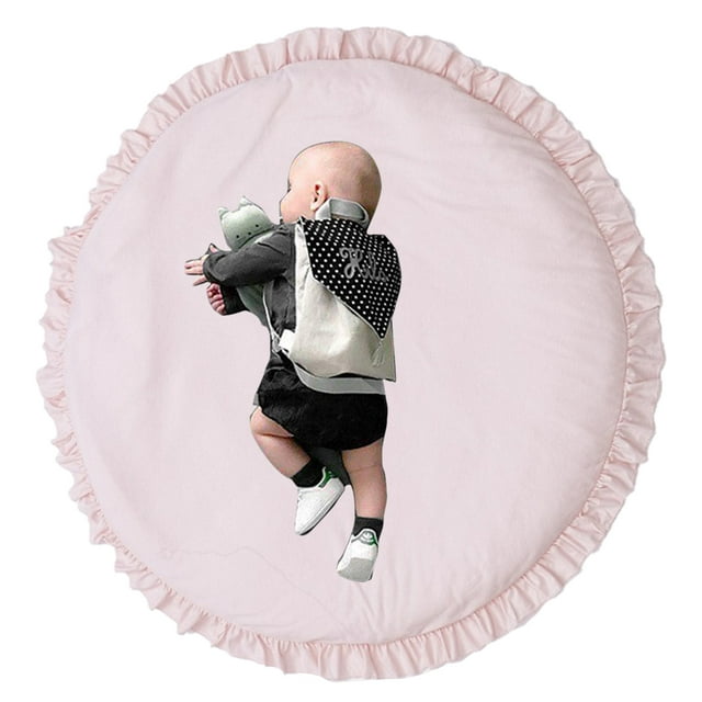 Alfombras de juego redondas con volantes para niños de 100cm, alfombrilla de algodón suave para gatear, alfombrilla de juego para niños, decoración para habitación de niños