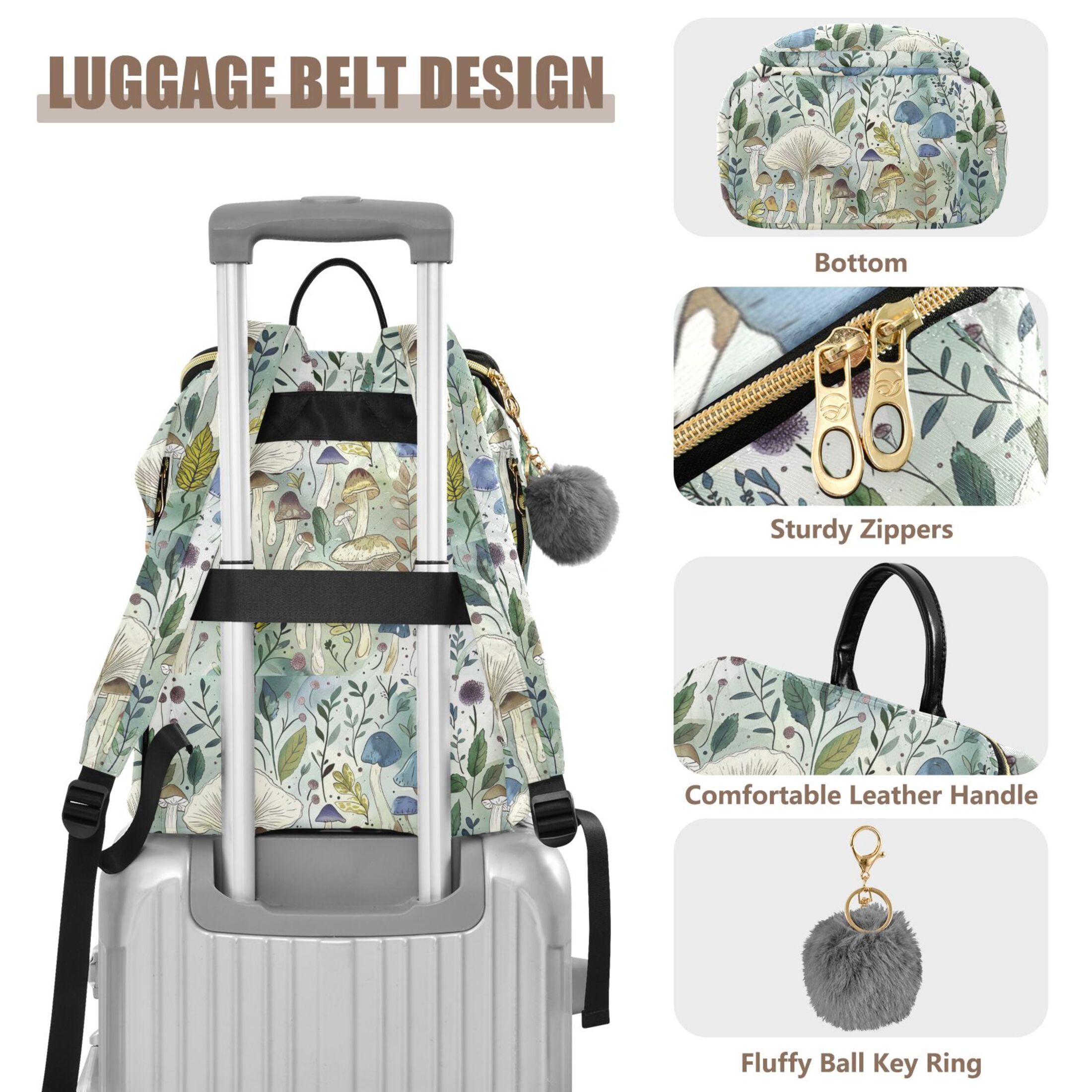 ALAZA Mushrooms Oil Paint Travel Backpack Laptop Bag Large Capacity Daypack