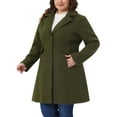 thumbnail image 5 of Agnes Orinda Women's Plus Size Winter Coats Notch Lapel Single Breasted Jacket Trendy Dressy Mid Length Pea Coat with Pocket 2025 1X Army Green, 5 of 7