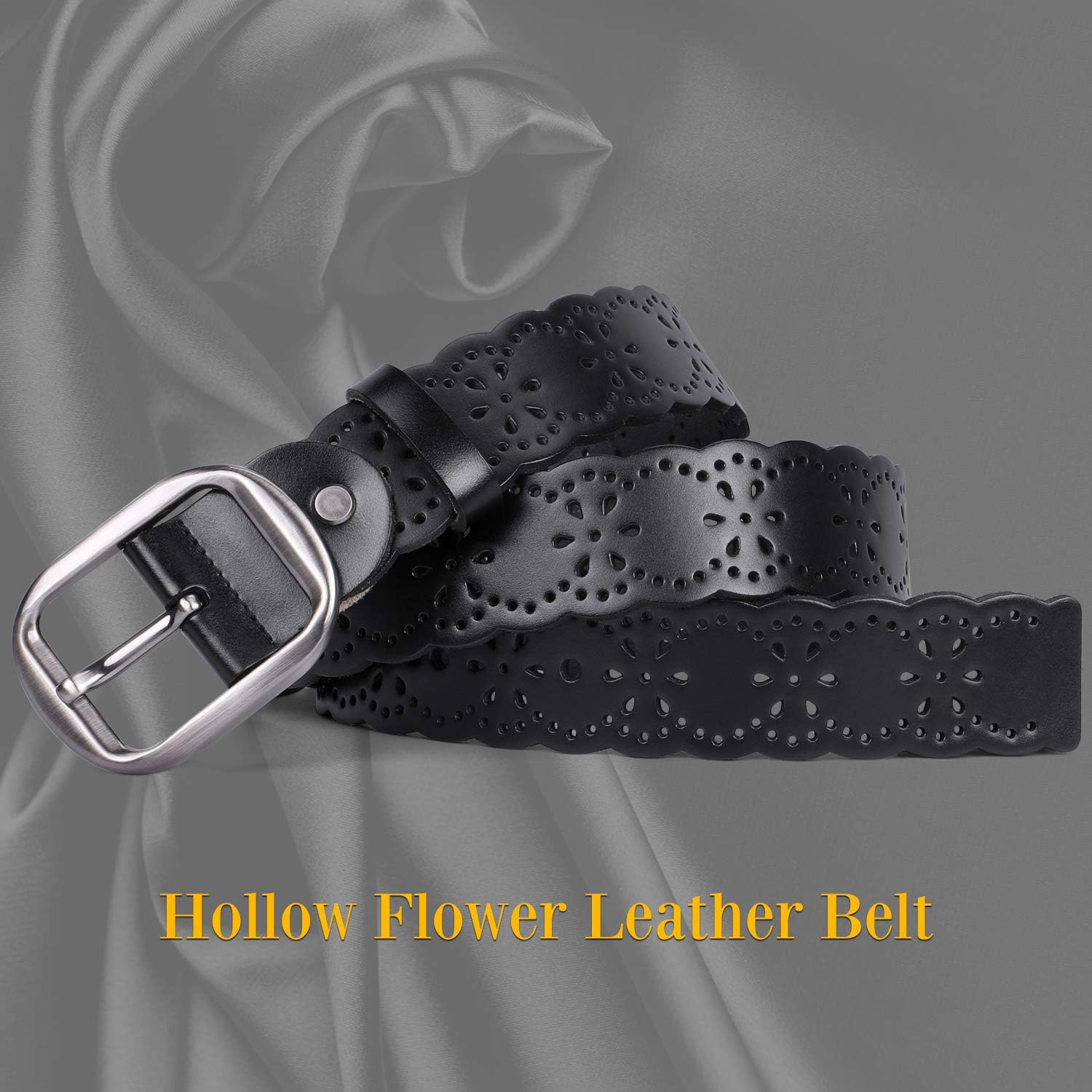 2868 Leather Belt For Women Hollow Flower Jeans Pants Women main image 2