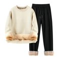 thumbnail image 6 of Men's Winter 2-Piece Casual Set, Long Sleeve Fuzzy Fleece Pullover and Warm Pants, Cozy Lounge Wear For Cold Weather Indoor Comfort,Beige,M, 6 of 7