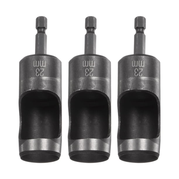 Juego de 3 punzones huecos de cuero con vástago hexagonal de 1/4 para taladros, punzón rotativo de 23 mm de diámetro para trabajos de cuero