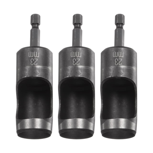 Juego de 3 punzones huecos de cuero con vástago hexagonal de 1/4 para taladros, punzón rotativo de 23 mm de diámetro para trabajos de cuero