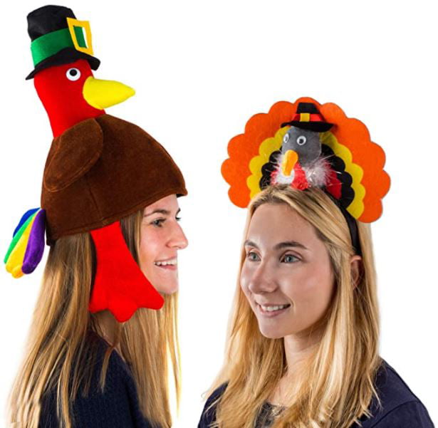 Set of 3 Turkey Hat Costume Thanksgiving Headband for Women Dress Up Gift Thanksgiving Party Favors Supplies Hair Accessories Thanksgiving Hat 