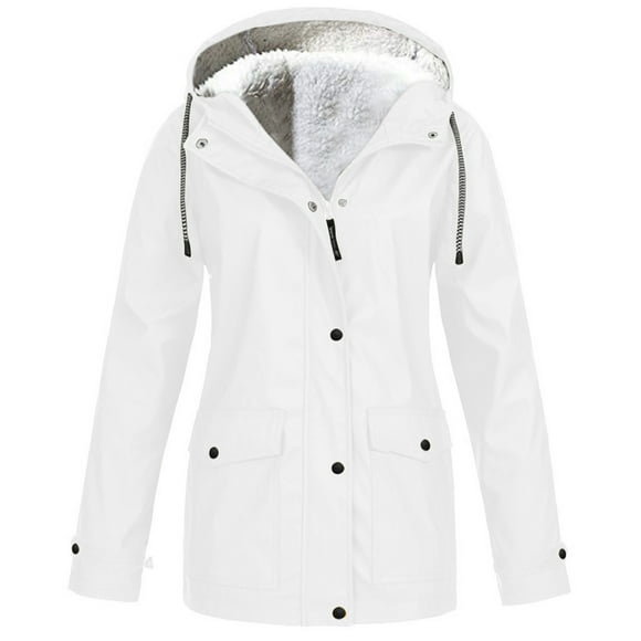 Meichang Women's Plus Size Winter Parkas Waterproof Windproof Casual Coats Jackets Warm Thicken Overcoats Zip Up Hooded Fleece Lined Coats Regular Solid Color Raincoats Outwear with Snap Pockets