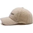 thumbnail image 6 of Women Wool Baseball Caps Winter Warm Plush Fleece Hip Hop Cap Solid Color Adjustable Outdoor Embroidery Letter Hat, 6 of 6