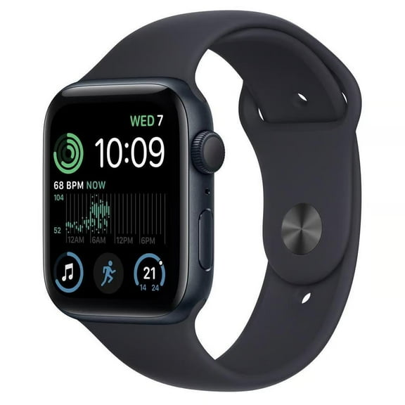 Restored Apple Watch SE (2nd generation) 44mm Midnight, Aluminum Midnight Sport Band GPS   Cellular (Refurbished)