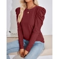 thumbnail image 3 of Alsol Lamesa Womens Puff Long Sleeve Fall Tunic Tops Dressy Crewneck Knit Top Casual 2032 Trendy Tshirts Blouses Shirts for Women, 3 of 6