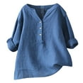 thumbnail image 1 of CHOK Chemise Tunique en Coton et Lin à Manches Longues pour Femmes Grande Taille, 1 of 2
