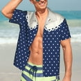 thumbnail image 7 of Sikiie Vintage Blue Polka-dot Print Men's Hawaiian Shirt, Summer Beach Button Pocket Short Sleeve T-Shirt,Medium, 7 of 7
