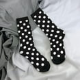 thumbnail image 2 of Colorful and Mid-Calf Socks for Men and Women, 1 Pair White Black Polka Dot, 2 of 8