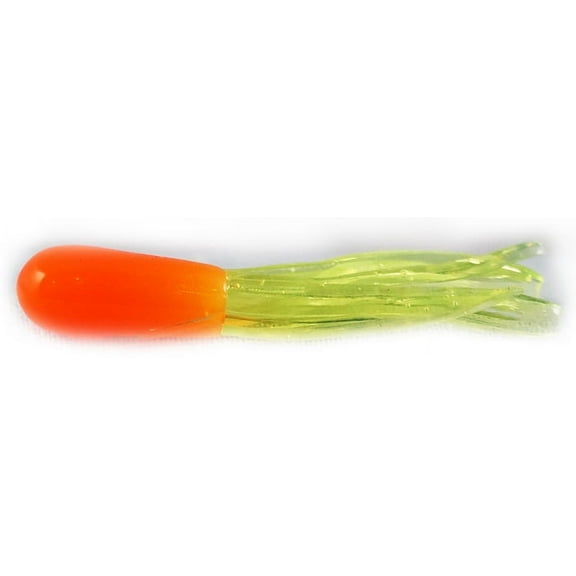 Creme Glow Mini Tails Tube Lure, Orange & Chartreuse