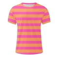 thumbnail image 5 of ZCFZJW Mens Fashion T-Shirts Casual Striped Print Summer Short Sleeve Round Neck Graphic Tees Shirt Tops Big and Tall Regular Fit Pullover Hot Pink XXXXL, 5 of 5