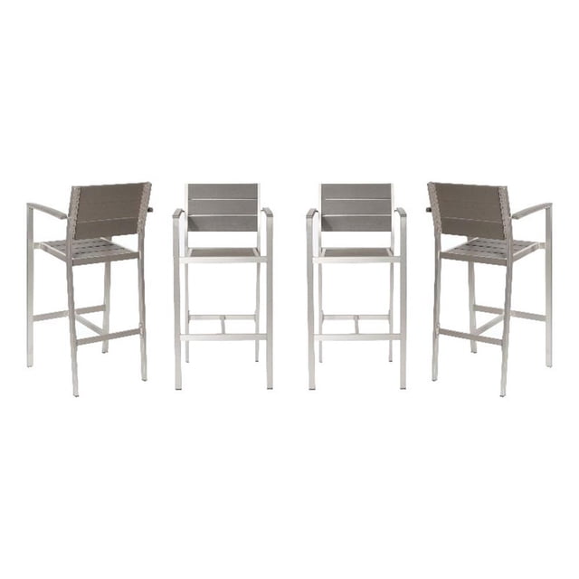 Pemberly Row Fauteuils Contemporains en Aluminium Gris (Ensemble de 4)