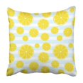 thumbnail image 1 of RYLABLUE Yellow Line Lemons Slices On Blue White Striped Abstract Bright Circle Citrus Color Pillowcase 18x18 inch, 1 of 1