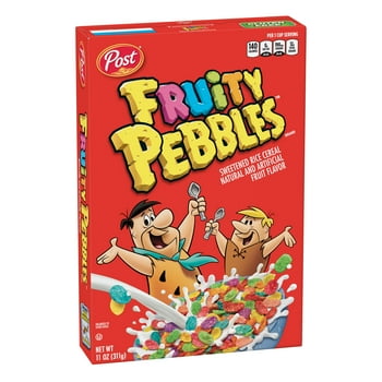 Post Fruity PEBBLES Breakfast Cereal, Gluten Free, 10 s and Minerals, Breakfast Snacks, Sweetened Rice Cereal, 11 Oz