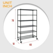 BestOffice Wire Shelving Unit Heavy Duty Garage Storage Shelves Large Metal Shelf Organizer 6-Tier Height Adjustable,Black