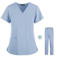 thumbnail image 2 of Ropa de trabajo unisex con cuello en V Trajes médicos Ropa Scrubs Tops Pantalones, 2 of 3