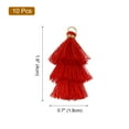 thumbnail image 2 of 10Pcs Mini Borlas Tri-Layered de 1.6" Charm de Bolsa Bohemio para Proyectos DIY (Rojo), 2 of 7