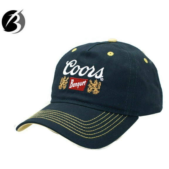 COORS Banquet Beer H3 Embroidered Adjustable Navy & Yellow Hat Ball Cap