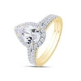 thumbnail image 3 of 2CT 14K Solid Yellow Gold Bridal Ring Set Teardrop Lab Created Moissanite Diamond Halo Engagement Ring Pear Promise Ring Marquise Wedding Band for Women G-H/VVS1 Certificate of Authenticity, 3 of 6