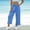 *Blue, variant on ClodeEU Women's High Waist Cute Plaid Loose Fit Long Pants with Ruff Trim ,Casual Summer Trousers Orange,Womens Plus XL
