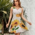 thumbnail image 7 of Sunflower Flowers on Old Fashioned Letters Romantic Women's Tank Dress V Neck Sleeveless Summer Sundress, 7 of 7