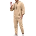 thumbnail image 5 of DHFJKG Mens Tracksuit 2 Piece Set Hoodie Lightweight Long Sleeve Solid Color Pullover Loose Fit Pants Casual Wear Soft Outfit, 5 of 9