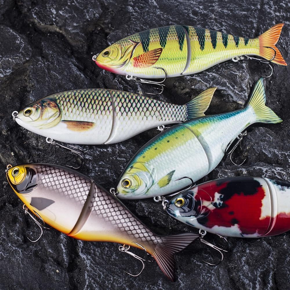 ABPETE Sinking 2-Jointed Glide Bait – Realistic Multi-Segment Soft Lure for Bass, Pike & Walleye Fishing