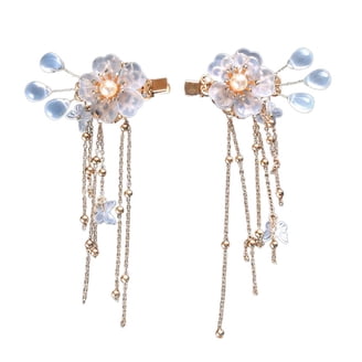Vintage 4 Pairs of Handset Crystal Flower Hair Barettes Bexikou Large Rhinestone Flower Barrettes for Women, 4 Pcs  main image 4