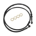 thumbnail image 1 of 1 Set 125cm 49.21" Motorcycle Braided Brake Clutch Oil Hoses Line Pipe Clutch Throttle Gas Line Fuel Pipe Black for ATV Dirt Bike, 1 of 7